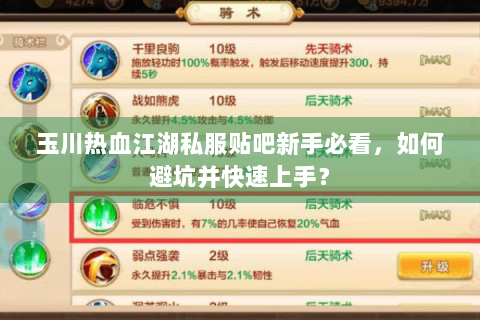 玉川热血江湖私服贴吧新手必看，如何避坑并快速上手？