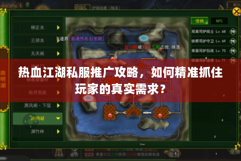 热血江湖私服推广攻略，如何精准抓住玩家的真实需求？