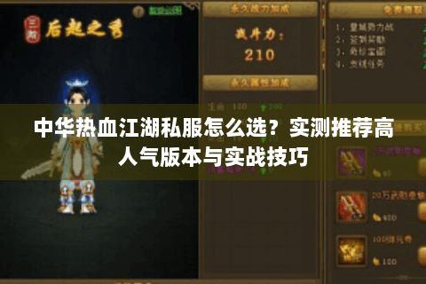 中华热血江湖私服怎么选？实测推荐高人气版本与实战技巧