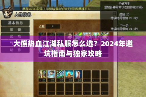 大熊热血江湖私服怎么选？2024年避坑指南与独家攻略